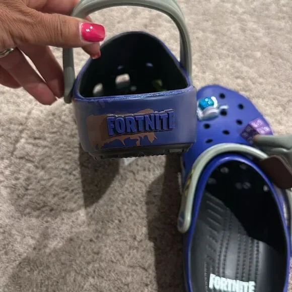 Fortnite crocs!!Men’s size 7. Women’s 9 One of a kind. NWT